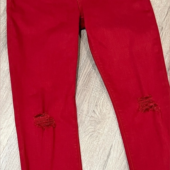 EUC Women’s US 29 HUDSON Red Distressed Cotton Stretch Staple Jeans Denim Pants - Picture 5 of 14